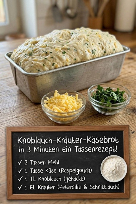 Knoblauch-Kräuter-Käsebrot in wenigen Minuten – Mein schneller Favorit aus der Küche