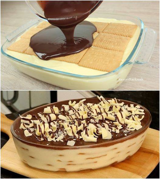 Schichtdessert mit Butterkeksen, es wird nichts übrig bleiben!