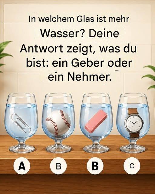 Welches Glas enthält mehr Wasser? Deine Antwort verrät, wer du bist – ein Geber oder ein Nehmer