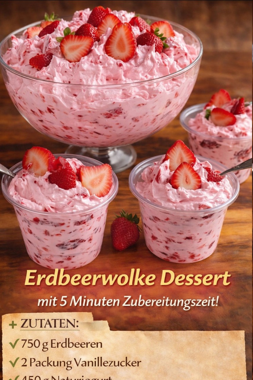 Erdbeerwolke Dessert mit 5 Minuten Zubereitungszeit