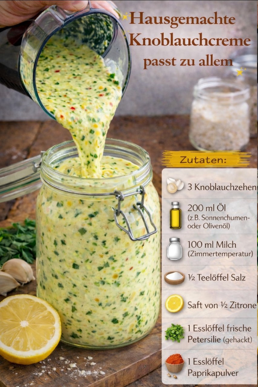 Hausgemachte Knoblauchcreme passt zu allem