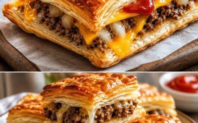 Cheeseburger Blätterteigtaschen mit 250 g Hackfleisch