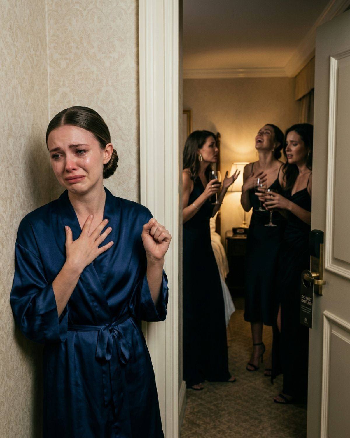 Am Abend vor meiner Hochzeit hörte ich meine Brautjungfern durch die Hotelwand tuscheln: „Verschüttet Wein auf ihr Kleid, lasst die Ringe…