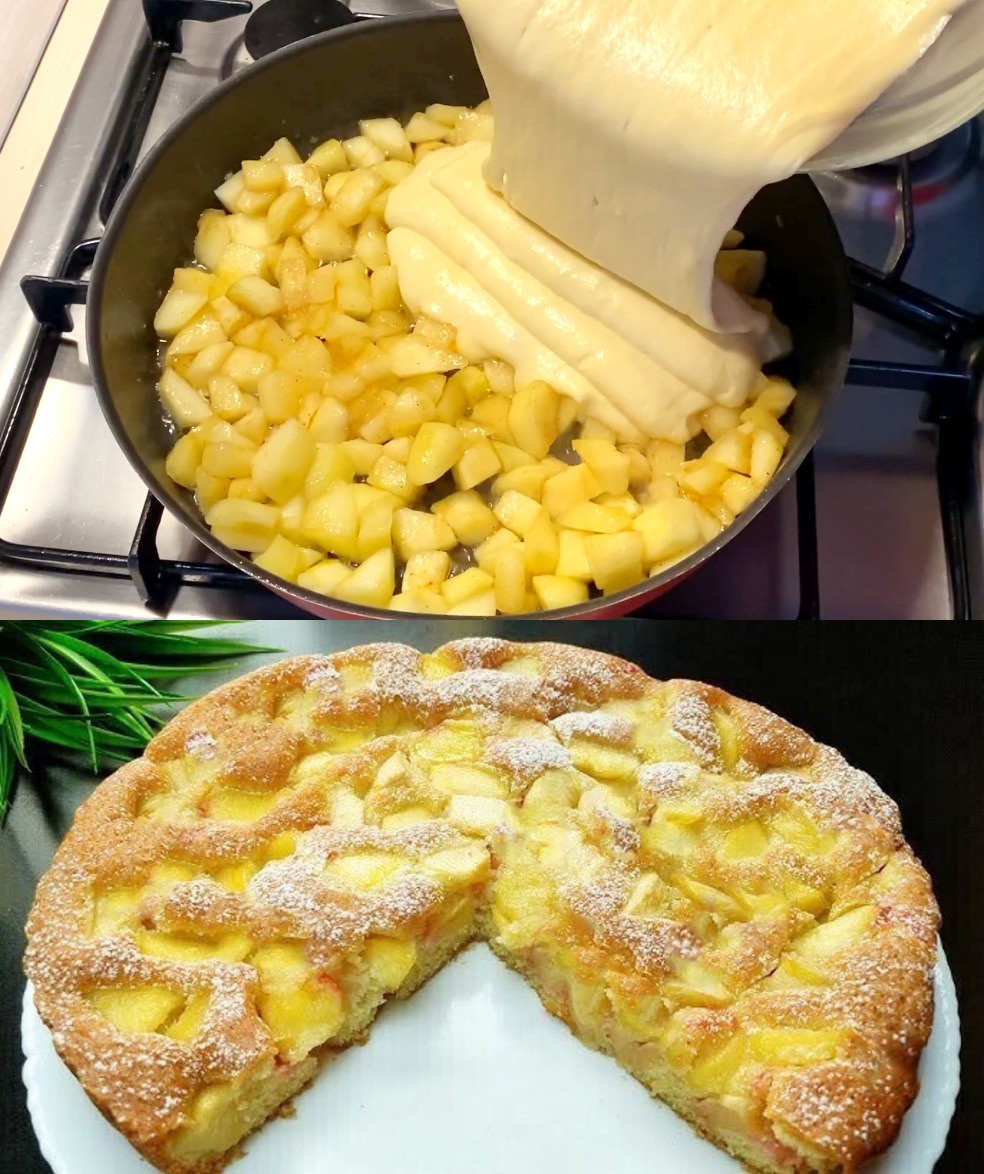 Apfelkuchen mit nur 3 Äpfeln, etwas Mehl und 3 Eiern in 10 Minuten im Ofen!