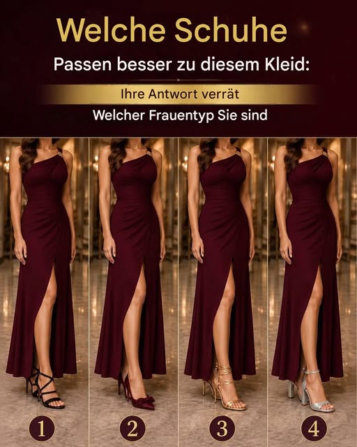 Welche Schuhe passen besser zu diesem Kleid? Deine Antwort verrät, was für eine Frau du bist.