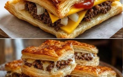 Cheeseburger Blätterteigtaschen mit 250 g Hackfleisch