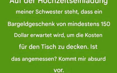 Ist es unhöflich, Hochzeitsgäste um ein Mindestgeschenk zu bitten?