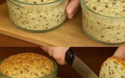 Ich esse kein Weizenmehl! Brot im Glas in einer Minute! Ohne Hefe, ohne Zucker. Zutaten: 3 Eier, 240 ml Milch, 2 EL Leinsamen, 2 EL Flohsamenschalen