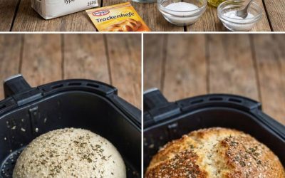 Schnelles Airfryer-Brot knusprig außen, fluffig innen und ruckzuck fertig