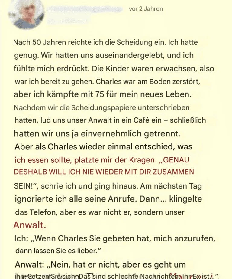 Nach 50 Jahren Ehe bat ich um die Scheidung, dann brach mir sein Brief das Herz.