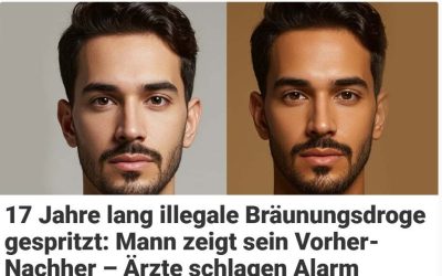 17 Jahre lang illegale Bräunungsdroge gespritzt: Mann zeigt sein Vorher-Nachher – Ärzte schlagen Alarm