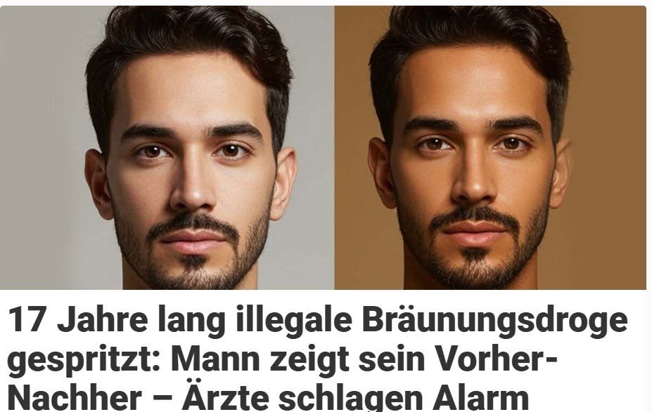 17 Jahre lang illegale Bräunungsdroge gespritzt: Mann zeigt sein Vorher-Nachher – Ärzte schlagen Alarm