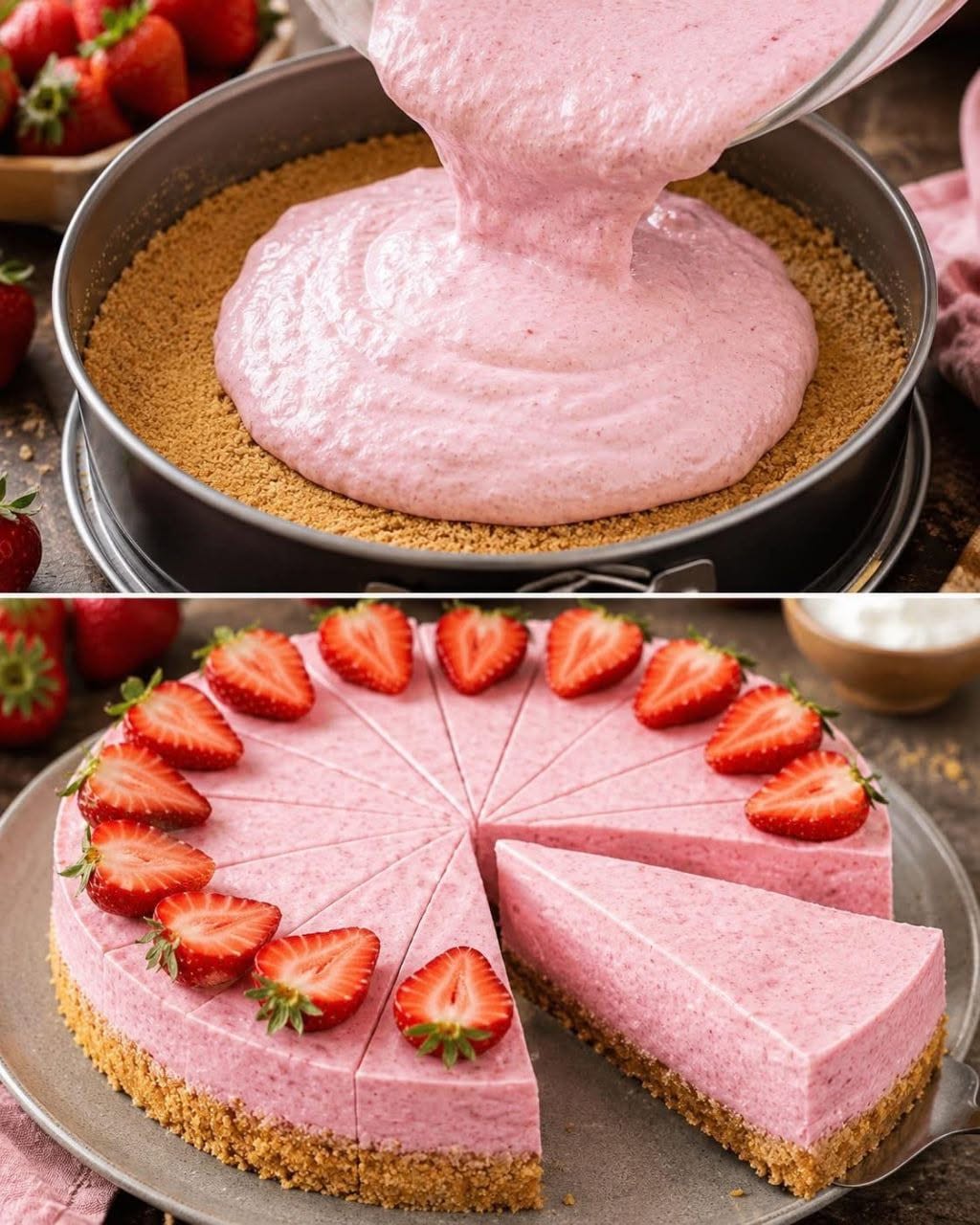 Erdbeer Philadelphia Torte ohne Backen in 10 Minuten