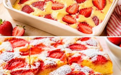 5 Minuten Erdbeer Biskuitkuchen vom Blech ein Tassenrezept