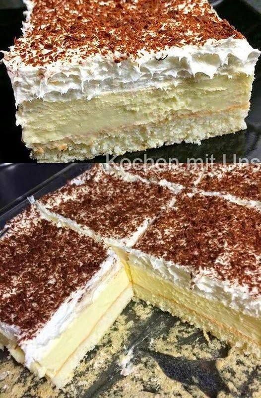 Vanillecreme Kuchen ohne Backen