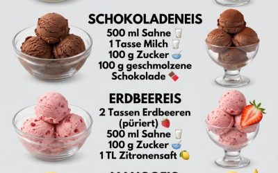 Vier Geschmacksrichtungen. Ein Zuhause. Unendlich viel Glück. Hausgemachtes Eiscreme Quartett weil der beste Sommer immer aus der eigenen Küche kommt.
