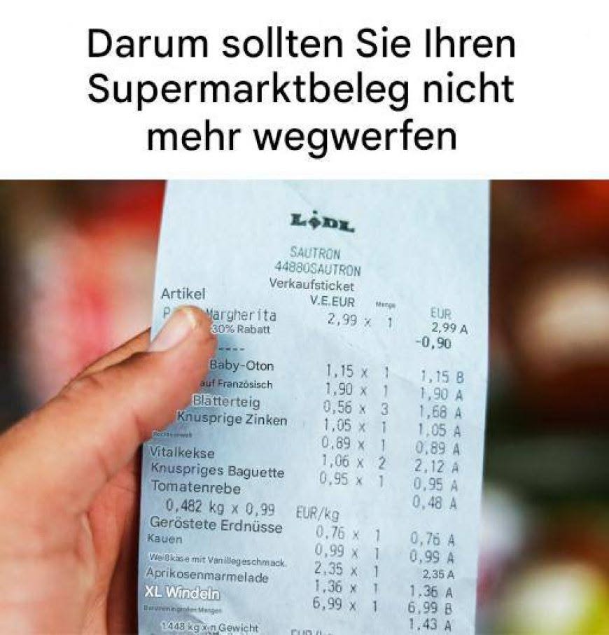 Erfahren Sie, warum es wichtig ist, im Supermarkt immer den Kassenbon mitzunehmen
