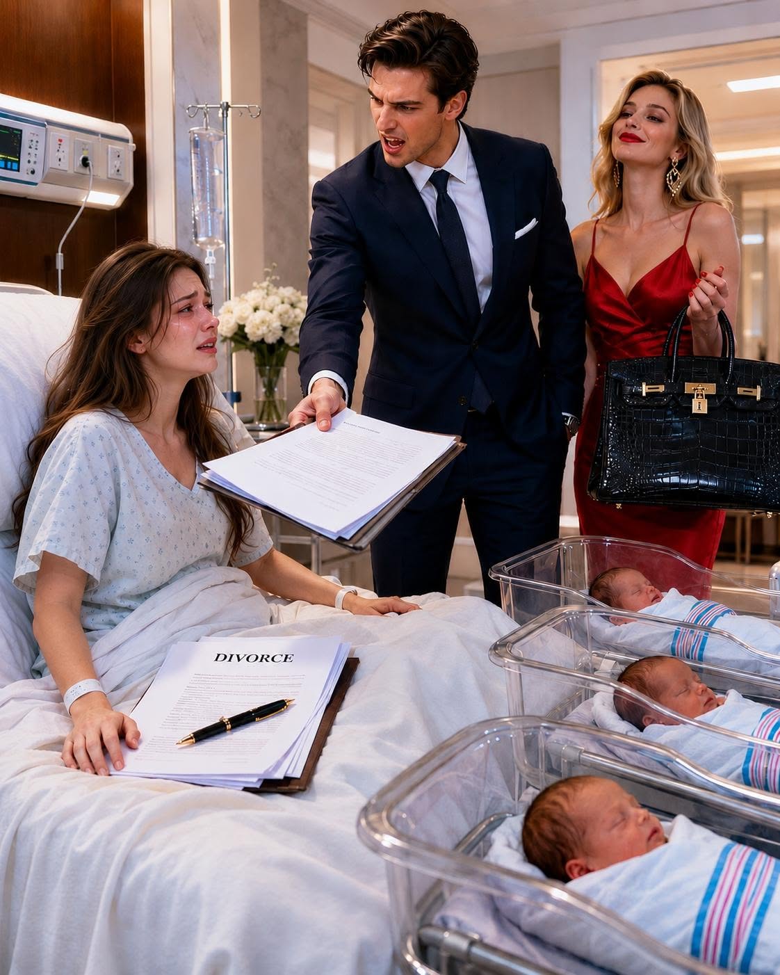 Full story: After I gave birth to our triplets, my husband walked into my hospital room with his mistress — who was proudly carrying a Birkin bag. K007