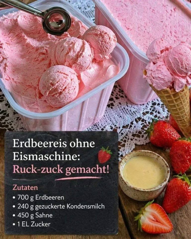 Erdbeereis ohne Eismaschine: Ruck-zuck gemacht!