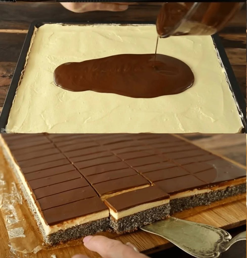 Mohnkuchen mit Vanillecreme
