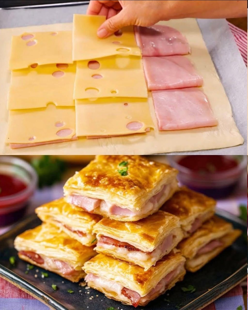 Blätterteig mit Schinken und Käse