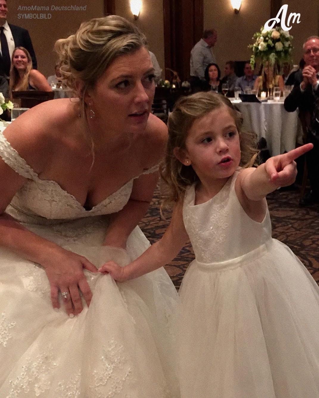 Meine Tochter zupfte an meinem Hochzeitskleid und sagte: „Ich hab gesehen, wie der neue Papa und Onkel Peter was Schlimmes gemacht haben“ – Was ich dann tat, schockierte alle 200 Gäste
