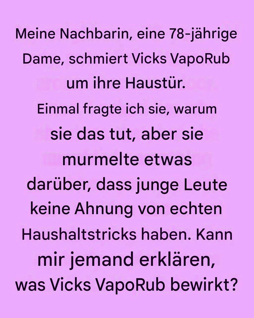Verblüffender Trick mit Vicks VapoRub: Ein natürliches Spinnenabwehrmittel? (Bild in den Kommentaren) 👇