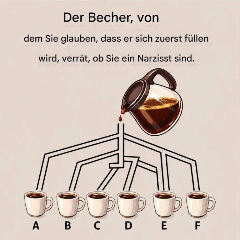 Wähle die Tasse, von der du glaubst, dass sie sich zuerst füllen wird, um herauszufinden, ob du ein Narzisst bist.