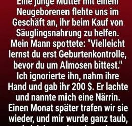 Ich half einer jungen Mutter in einem Laden – was einen Monat später geschah, überraschte mich.
