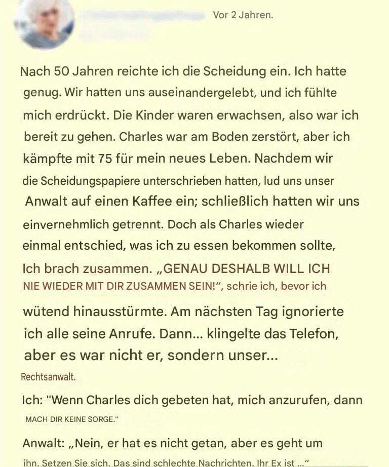 Nach 50 Jahren Ehe reichte ich die Scheidung ein, und ihr Brief brach mir das Herz.