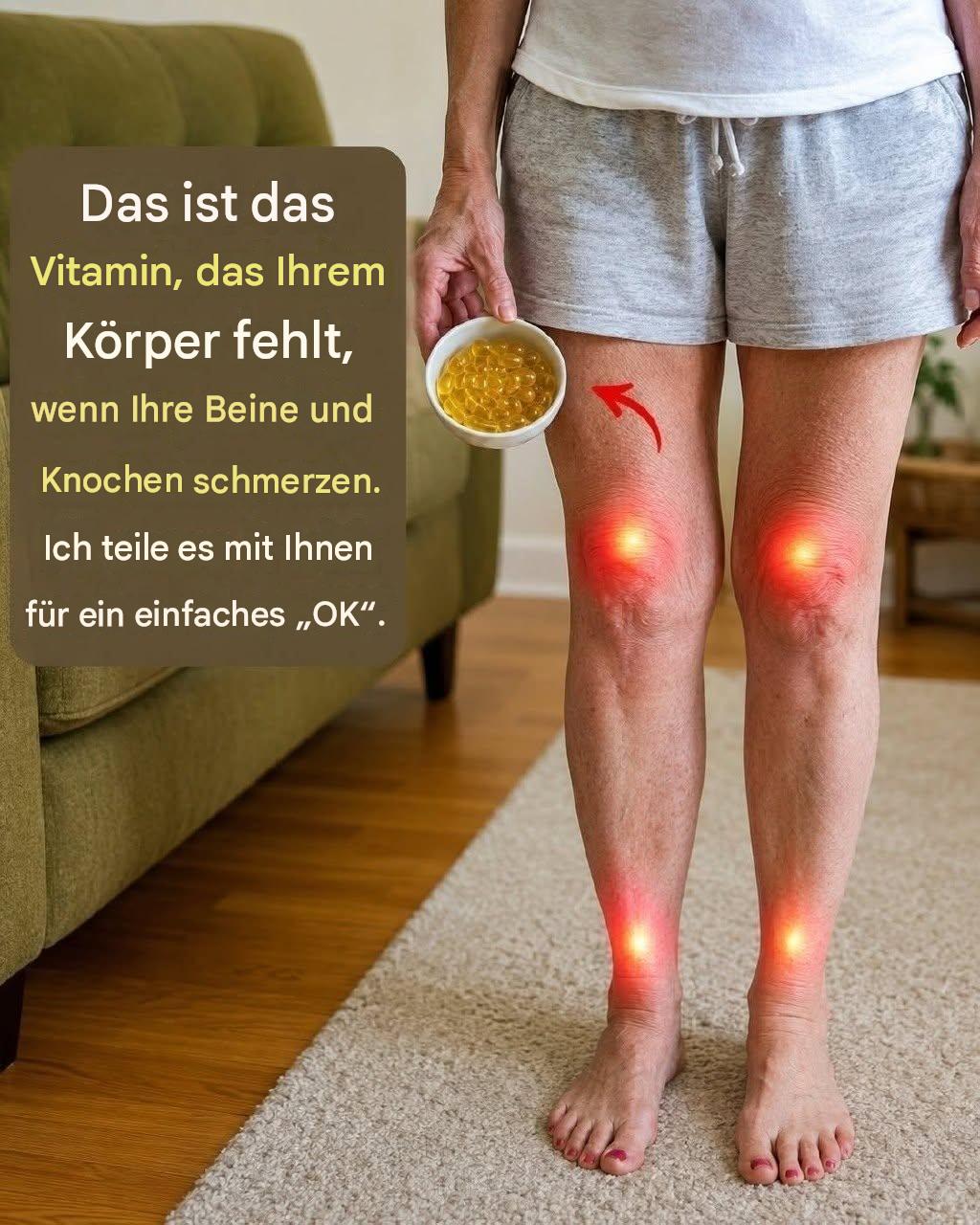 Das ist das Vitamin, das Ihrem Körper fehlt, wenn Ihre Beine und Knochen schmerzen. Ich gebe Ihnen das Vitamin für ein einfaches OK.