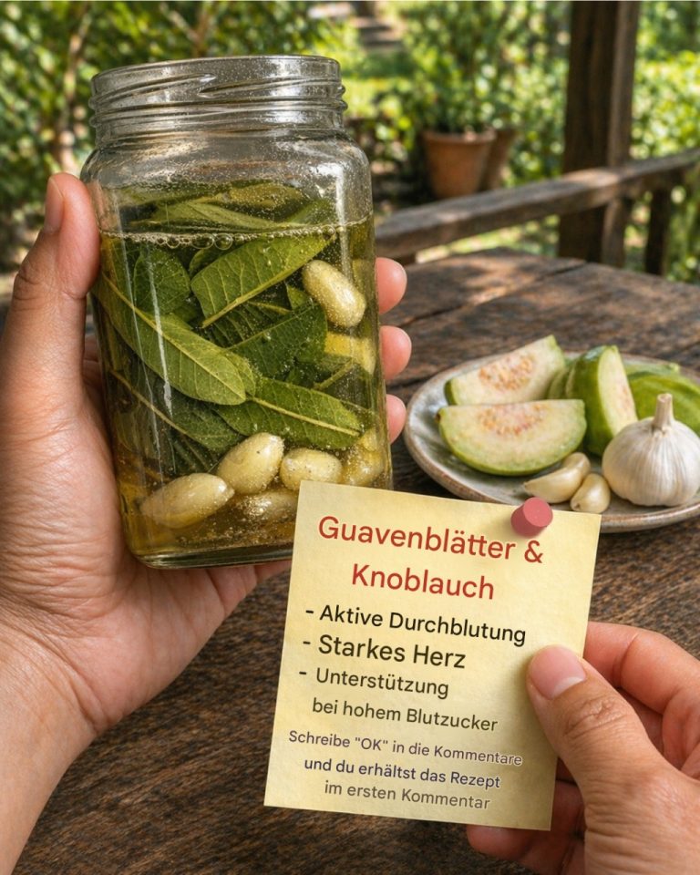 90 % der Menschen kennen dieses Rezept und seine vielen Vorteile nicht. Mit nur Guavenblättern und Knoblauch können Sie Ihre Herzgesundheit unterstützen und die Durchblutung verbessern. Ein einfaches, aber überraschend wirksames Mittel. Sie werden nie wieder ins Krankenhaus müssen. Möchten Sie das detaillierte Rezept? Schreiben Sie einfach „OK“ in die Kommentare, und ich schicke es Ihnen als ersten Kommentar!