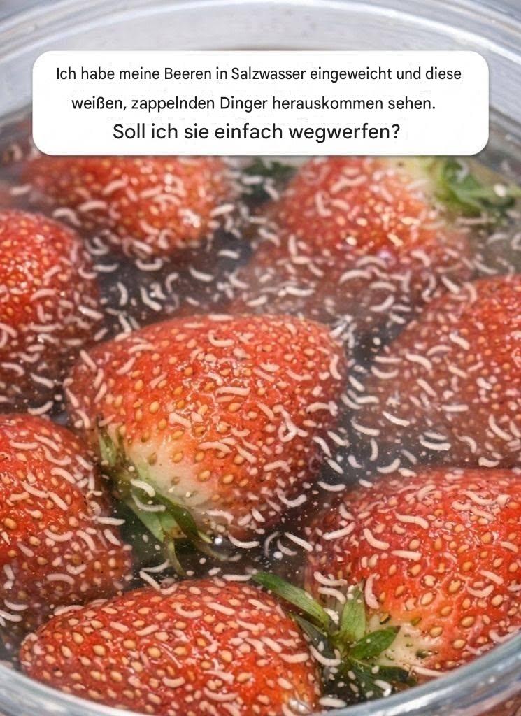 Ich habe meine Beeren in Salzwasser eingeweicht und dabei kamen diese weißen, zappelnden Dinger heraus. Soll ich sie einfach wegwerfen?