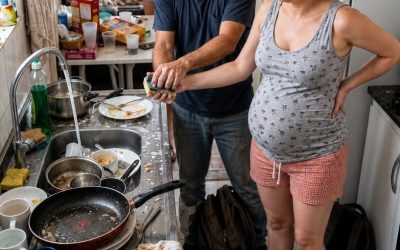 Er kam müde nach Hause und fand seine Frau, mit der er seit acht Monaten verheiratet war, dabei vor, die Hinterlassenschaften seiner Familie zu beseitigen.